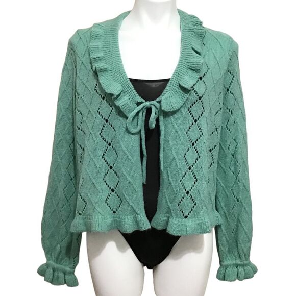 Charter Club Green Ruffle Sweater New Size XL - Picture 1 of 8
